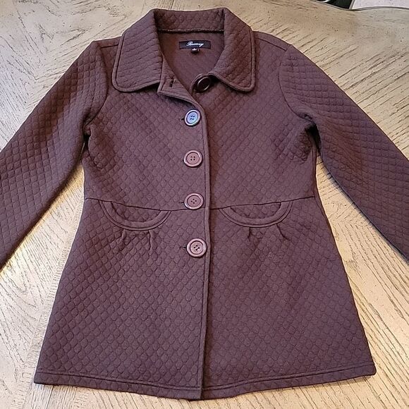 Cute brown cozy pea jacket size L Runway - Picture 1 of 8